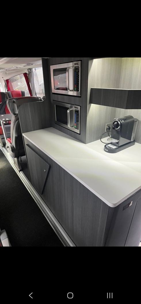 Refreshment facilities on the 42-seat team coach
