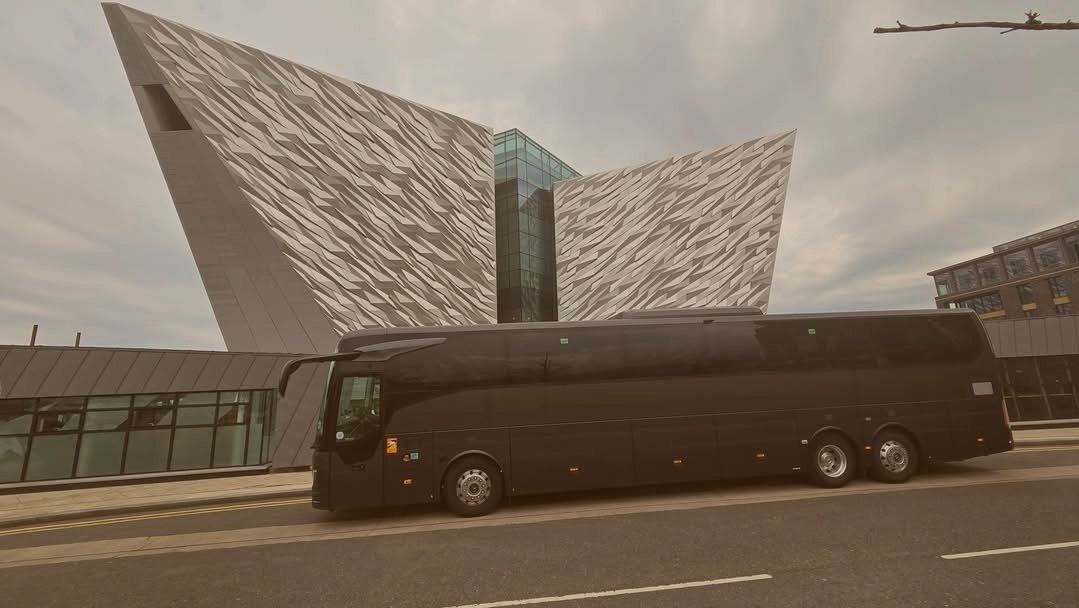 Keepings Coaches 61-seat coach at Belfast